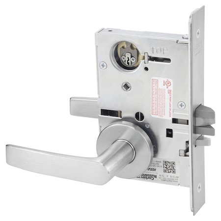 Entrance Or Office Holdback Mortise Lock, AS Lever, A Rose, Satin Stainless Steel